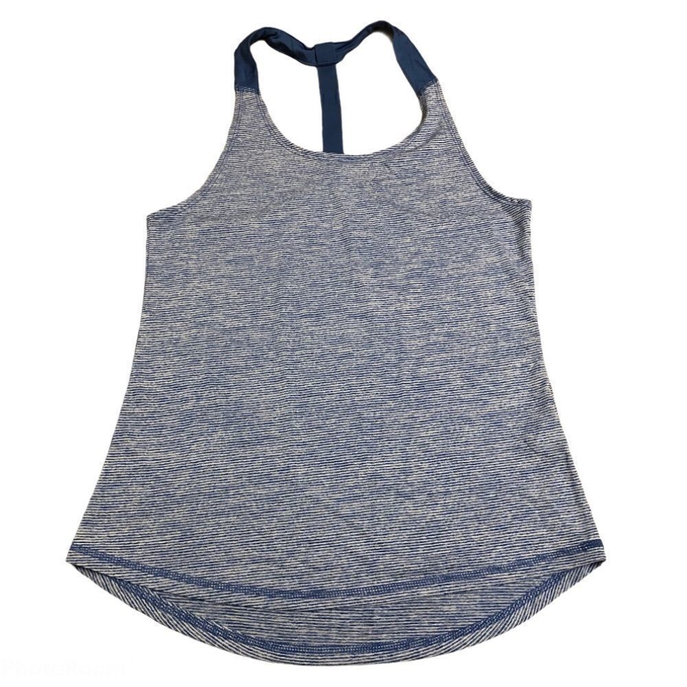 Jockey t back racerback workout blue striped tank top size small